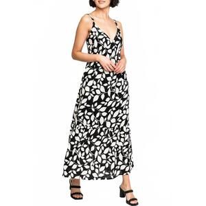 NEW GIBSONLOOK carmen tie-back maxi dress in black noir vine print